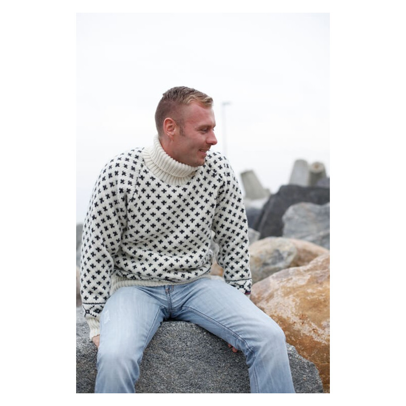 Islandsk sweater af 100% ren uld -  hvid