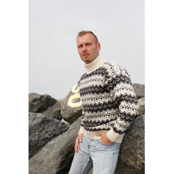 Islandsk sweater af 100% ren uld -  hvid